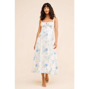 Anthropologie Floral Blue and White Women's Dress-